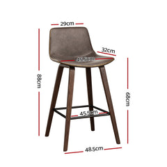 Artiss 4x Bar Stools Vintage Leather Wooden Furniture > Bar Stools & Chairs > Table & Bar Stools BA-TW-8701-BZX4 Online Furniture