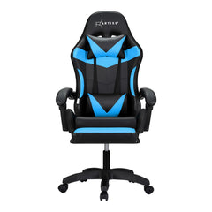 Artiss 6 Point Massage Gaming Office Chair 7 LED Footrest Cyan Blue Furniture > Bar Stools & Chairs MOC-GC-6P-LED-BK-CY Online Furniture