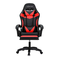 Artiss 6 Point Massage Gaming Office Chair 7 LED Footrest Red Furniture > Bar Stools & Chairs MOC-GC-6P-LED-BK-RD Online Furniture