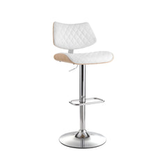 Artiss Bar Stools Kitchen Dining Chairs Gas Lift Stool Wooden Leather White Furniture > Bar Stools & Chairs > Table & Bar Stools BA-TW-8095-WH Online Furniture