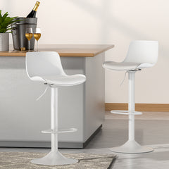 Artiss Bar Stools Kitchen Swivel Gas Lift Stool Leather Dining Chairs White x2 Furniture > Bar Stools & Chairs > Table & Bar Stools BA-KJ-GL-BPP-SPU-WHX2 Online Furniture