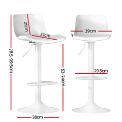 Artiss Bar Stools Kitchen Swivel Gas Lift Stool Leather Dining Chairs White x2 Furniture > Bar Stools & Chairs > Table & Bar Stools BA-KJ-GL-BPP-SPU-WHX2 Online Furniture