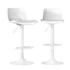 Artiss Bar Stools Kitchen Swivel Gas Lift Stool Leather Dining Chairs White x2 Furniture > Bar Stools & Chairs > Table & Bar Stools BA-KJ-GL-BPP-SPU-WHX2 Online Furniture