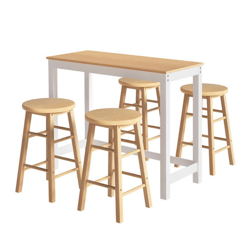 Artiss Bar Table and Stools Set Dining Desk Kitchen Chairs Cafe Pub Furniture > Bar Stools & Chairs > Table & Bar Stools BA-TAB-CHR-SET-NT Online Furniture