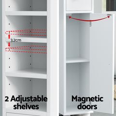 Artiss Bathroom Storage Cabinet 180cm Tall Slim Floor Cupboard Toilet Narrow Linen Tower Furniture > Bathroom > Bathroom Cabinets, Cupboards & Storage FURNI-C-BATH-TB01-WH Online Furniture