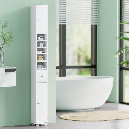 Artiss Bathroom Storage Cabinet 180cm Tall Slim Floor Cupboard Toilet Narrow Linen Tower Furniture > Bathroom > Bathroom Cabinets, Cupboards & Storage FURNI-C-BATH-TB01-WH Online Furniture