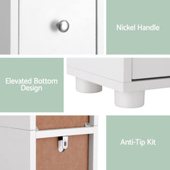 Artiss Bathroom Storage Cabinet 180cm Tall Slim Floor Cupboard Toilet Narrow Linen Tower Furniture > Bathroom > Bathroom Cabinets, Cupboards & Storage FURNI-C-BATH-TB01-WH Online Furniture