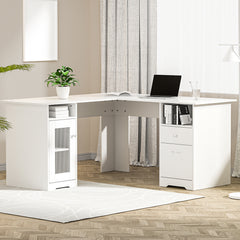 Artiss Corner Computer Desk Office Study Desks Table L-Shape Drawers Tables Furniture > Office FURNI-Q-DESK-L-WH-ABC Online Furniture