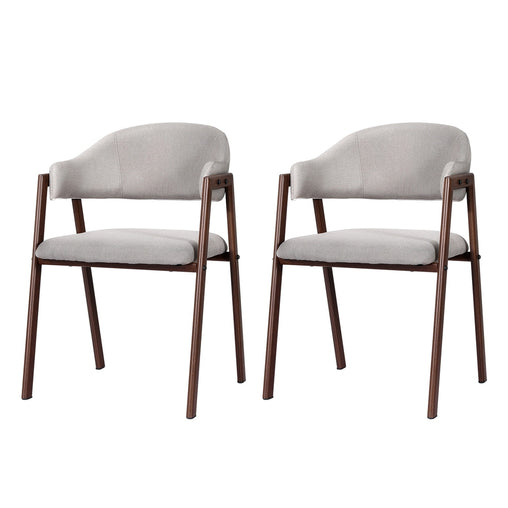 Artiss Dining Chairs Grey Linen Fabric Set Of 2 Nadi Furniture > Bar Stools & Chairs MO-DIN-C-03-FA-GYX2 Online Furniture