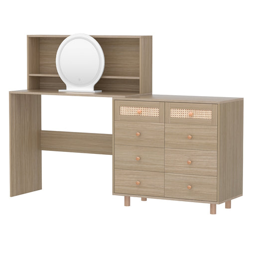 Artiss Dressing Table Set Stool LED Mirror Pine Furniture > Bedroom > Dressing Vanity & Dressing Tables FUR-W-DRESS01-WD-AB Online Furniture