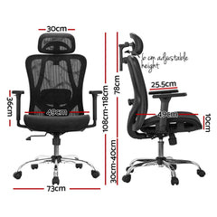 Artiss Ergonomic Office Chair Recline Black Furniture > Bar Stools & Chairs OCHAIR-H-FZ20-BK Online Furniture