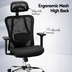 Artiss Ergonomic Office Chair Recline Black Furniture > Bar Stools & Chairs OCHAIR-H-FZ20-BK Online Furniture