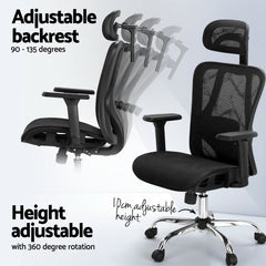 Artiss Ergonomic Office Chair Recline Black Furniture > Bar Stools & Chairs OCHAIR-H-FZ20-BK Online Furniture