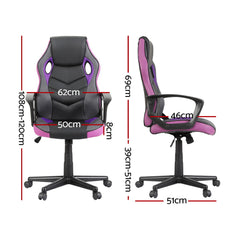 Artiss Gaming Office Chair Computer Chairs Purple Furniture > Bar Stools & Chairs OCHAIR-H-GAME-PE Online Furniture