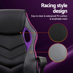 Artiss Gaming Office Chair Computer Chairs Purple Furniture > Bar Stools & Chairs OCHAIR-H-GAME-PE Online Furniture