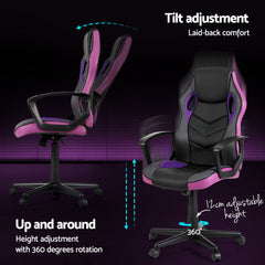 Artiss Gaming Office Chair Computer Chairs Purple Furniture > Bar Stools & Chairs OCHAIR-H-GAME-PE Online Furniture