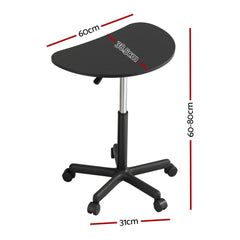 Artiss Laptop Desk Portable Height Adjustable Table Caster Wheels 60CM Black Furniture > Office LA-DESK-RD-60-BK Online Furniture