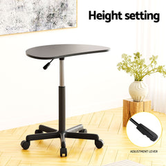 Artiss Laptop Desk Portable Height Adjustable Table Caster Wheels 60CM Black Furniture > Office LA-DESK-RD-60-BK Online Furniture