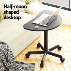 Artiss Laptop Desk Portable Height Adjustable Table Caster Wheels 60CM Black Furniture > Office LA-DESK-RD-60-BK Online Furniture