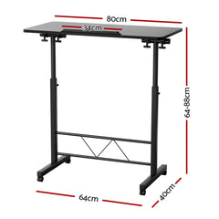 Artiss Laptop Desk Table Height Adjustable Wooden Bed Side Tables 80CM Black Furniture > Office LA-DESK-80T-BK Online Furniture