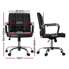 Artiss Office Chair PU Leather Mid Back Black Furniture > Bar Stools & Chairs OCHAIR-H-5901-BK Online Furniture