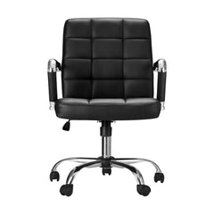 Artiss Office Chair PU Leather Mid Back Black Furniture > Bar Stools & Chairs OCHAIR-H-5901-BK Online Furniture