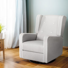 Artiss Recliner Armchair 360Â° Swivel Grey Fabric Furniture > Bar Stools & Chairs RECLINER-A15-FA-GY Online Furniture