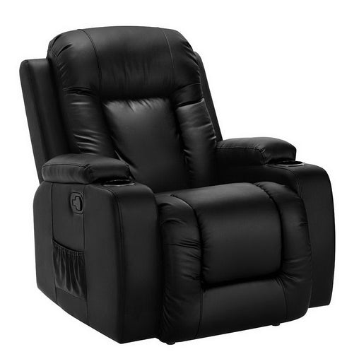 Artiss Recliner Chair Electric Heated Massage Chairs Faux Leather Cabin Furniture > Living Room RECLINER-A3-BK-AB Online Furniture