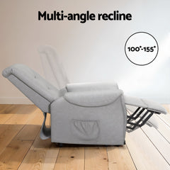 Artiss Recliner Chair Lift Assist Chair Grey Leather Furniture > Bar Stools & Chairs RECLINER-A17-PU-GY Online Furniture