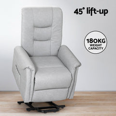 Artiss Recliner Chair Lift Assist Chair Grey Leather Furniture > Bar Stools & Chairs RECLINER-A17-PU-GY Online Furniture