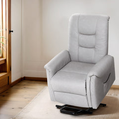 Artiss Recliner Chair Lift Assist Chair Grey Leather Furniture > Bar Stools & Chairs RECLINER-A17-PU-GY Online Furniture