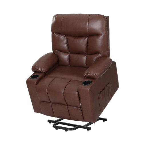 Artiss Recliner Chair Lift Assist Heated Massage Chair Leather Claude Furniture > Bar Stools & Chairs RECLINER-A16-PU-BR Online Furniture