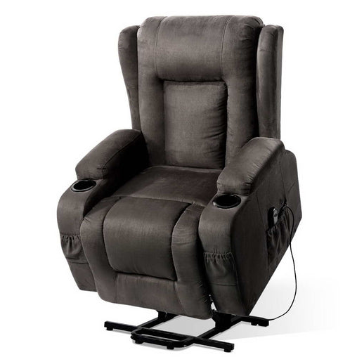 Artiss Recliner Chair Lift Assist Heated Massage Chair Velvet Rukwa Health & Beauty > Massage RECLINER-A5-VEL-GY-AB Online Furniture