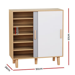 Artiss Shoe Cabinet 30 Pairs Sliding Doors Furniture > Bedroom FUR-T-SHOE-SLD01-WD-AB Online Furniture