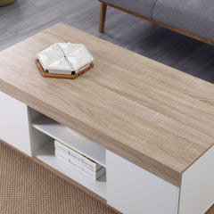 Ashley Coastal White Wooden Coffee Table Oak and White Hampers > Tea & Coffee Hampers V80-CPA-CT1250-WOK Online Furniture