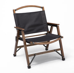 Bamboo Canvas Foldable Outdoor Camping Chair Wooden Travel Picnic Park - Black Outdoor > Camping V563-75622-BLACK Online Furniture