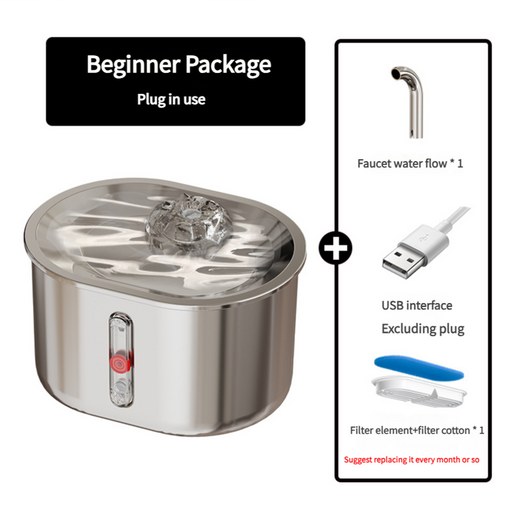 Beginner Package Stainless Steel Pet Water Fountain with Faucet Flow and USB Interface Pet Care > Cat Supplies > Cat Bowls, Feeders & Waterers V888-ELOSUNG100027 Online Furniture