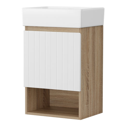 Cefito Vanity Unit 445mm Basin Bathroom Cabinet Storage Wall Hung Sink White Furniture > Bathroom > Bathroom Cabinets, Cupboards & Storage BV-CB-1D-430-WHWD Online Furniture