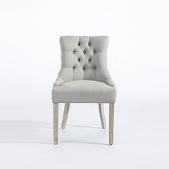 Coaster 2X Dining Chair Light Grey Linen White Wash Legs Furniture > Dining V43-DC-COSTR Online Furniture