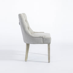 Coaster 2X Dining Chair Light Grey Linen White Wash Legs Furniture > Dining V43-DC-COSTR Online Furniture