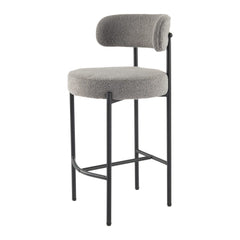 Contemporary Grey Boucle Elsa Low Bar Stools Furniture > Bar Stools & Chairs > Table & Bar Stools V264-DNC-417B-MGR-02-1 Online Furniture