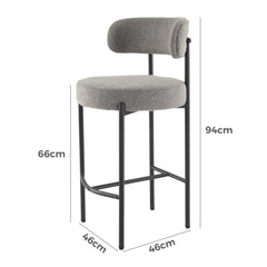 Contemporary Grey Boucle Elsa Low Bar Stools Furniture > Bar Stools & Chairs > Table & Bar Stools V264-DNC-417B-MGR-02-1 Online Furniture