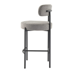 Contemporary Grey Boucle Elsa Low Bar Stools Furniture > Bar Stools & Chairs > Table & Bar Stools V264-DNC-417B-MGR-02-1 Online Furniture