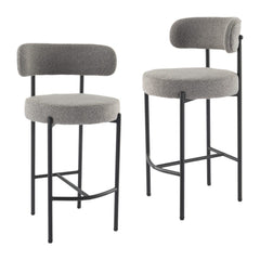 Contemporary Grey Boucle Elsa Low Bar Stools Furniture > Bar Stools & Chairs > Table & Bar Stools V264-DNC-417B-MGR-02-1 Online Furniture