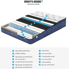 Cool Gel Memory Foam Mattress 5 Zone Latex 34cm - Double Furniture > Mattresses V80-DD-137DMF Online Furniture