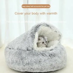 Cozy Coffee Plush Hooded Pet Bed - Ultra Soft Long Fur Cave Bed for Small Pets 40cm Pet Care > Cat Supplies > Cat Carriers & Crates V888-ELOSUNG11038 Online Furniture