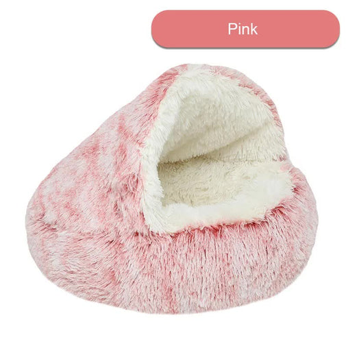 Cozy Pink Plush Hooded Pet Bed - Ultra Soft Long Fur Cave Bed for Small Pets 50cm Pet Care > Cat Supplies > Cat Carriers & Crates V888-ELOSUNG11042 Online Furniture