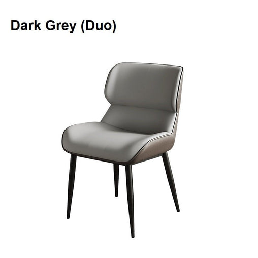 Dark Grey Italian Minimal List Dining Chairs PU Retro Chair Cafe Kitchen Modern Metal Legs x2 Furniture > Dining V255-I-DICHAIR-DR-GREY Online Furniture