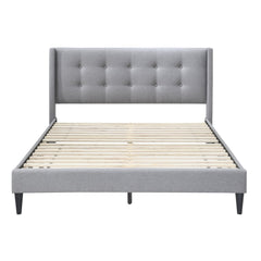 Delilah Double Bed Tufted Button Headboard Fabric Upholstered - Light Grey Furniture > Bedroom V315-VOB-DELI-01 Online Furniture