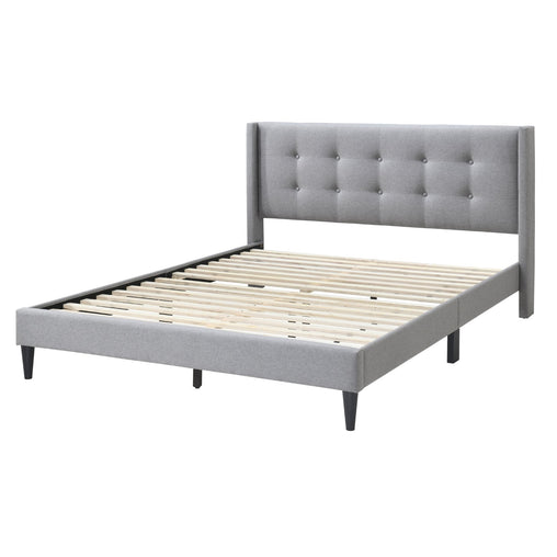 Delilah Queen Bed Tufted Button Headboard Fabric Upholstered - Light Grey Furniture > Bedroom V315-VOB-DELI-02 Online Furniture